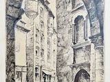 an image of a black and white drawing of a building