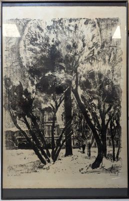 MIGEON XXe. Vue d'un parc. Lithographie, épreuve d'artiste s…
