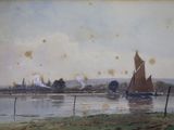 une image d'un tableau représentant un bateau sur l'eau