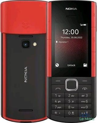 the nokia phone is red and black in color
