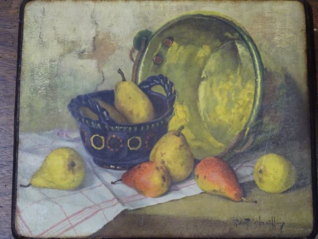 Robert Chailloux ? : huile sur panneau de bois « nature morte aux...