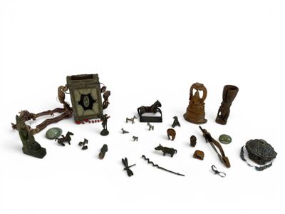 a close up of a bunch of toys on a white surface