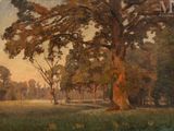 une image représentant un tableau d'un grand arbre dans un champ
