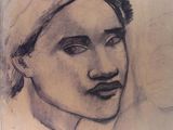 the front cover of a book with a drawing of a woman ' s face