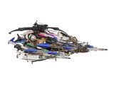 a pile of assorted items on a white surface
