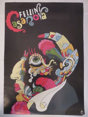 une image représentant une affiche sur laquelle figure un homme avec des fleurs sur la tête