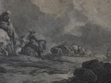 a drawing of a man on a horse and a man on a horse