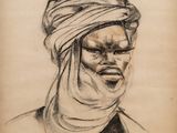 un vieux dessin représentant une femme coiffée d'un turban