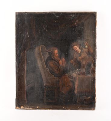 une image d'un tableau représentant un groupe de personnes assises autour d'une table