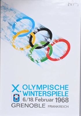 une image d'une affiche annonçant une épreuve des Jeux olympiques d'hiver