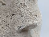 a close up of a sculpture of a man ' s face