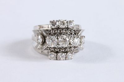 Bague en platine sertie de dix-neuf diamants tailles ancienn…