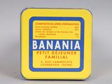 banana pett dejeuner tin with label on it