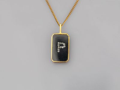 Pendentif rectangulaire à pans en or jaune 585°/°° (14K), or… - Photo 1