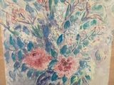 an image of a painting of flowers in a vase on a table