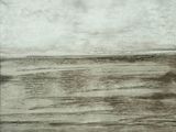 a painting of a man riding a surfboard on the beach