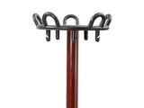 an image of a metal and wood coat rack on a white background