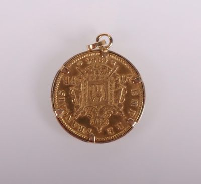 une pièce d'or sur laquelle sont représentés les armoiries de deux personnes
