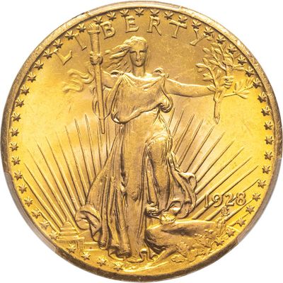 a close up of a gold coin with a woman holding a flag