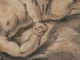 drawing of a nude woman holding a baby in her arms