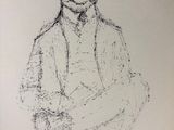 drawing of a man with a mustache and a moustache wearing a hat