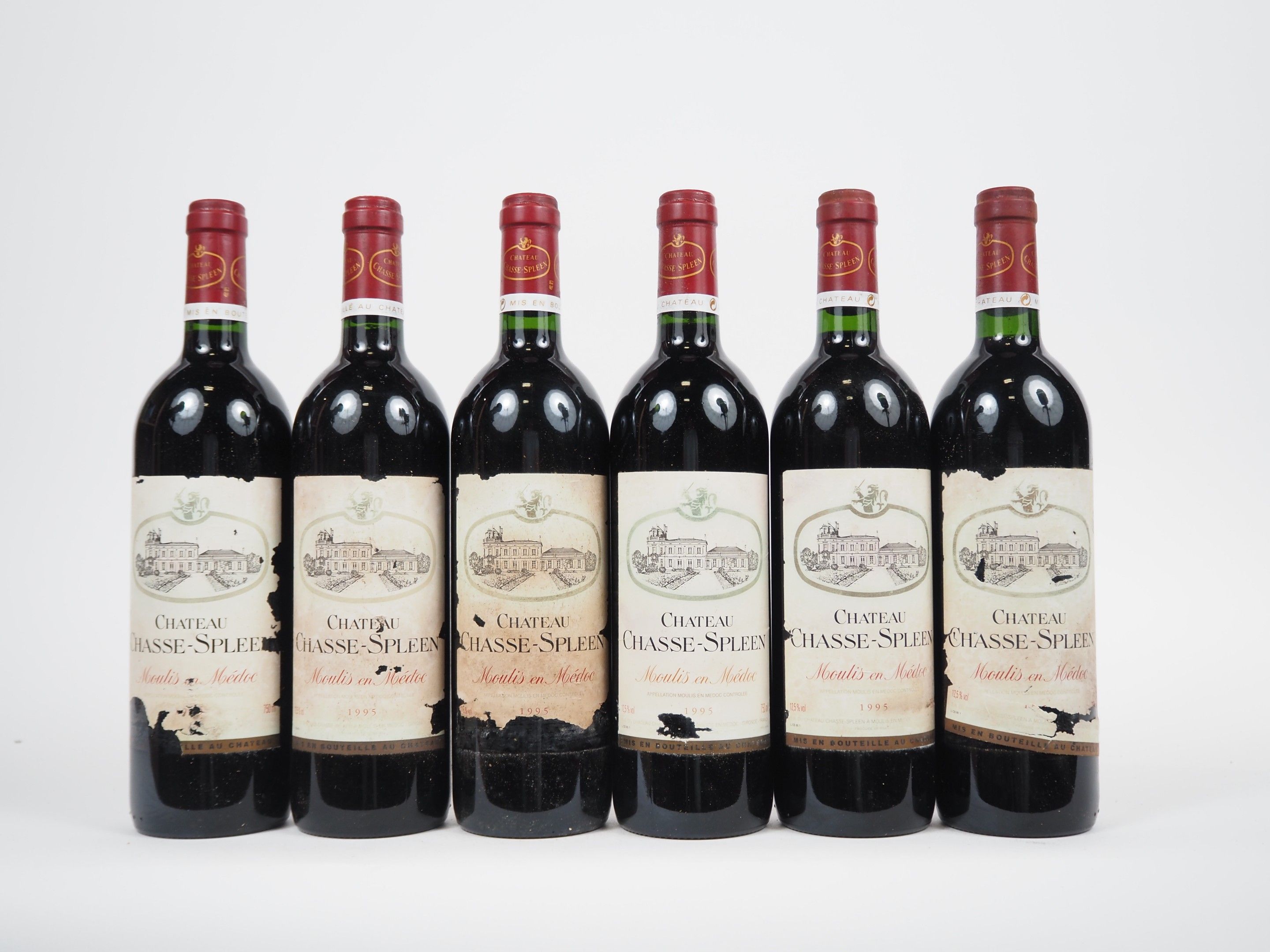 6 BOUTEILLES CHÂTEAU CHASSE SPLEEN MOULIS EN MÉDOC - 1995 - 3 EA/2 ELA