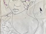 un dessin représentant une femme avec des fleurs sur la tête