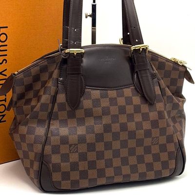 louis vuitton damier canvas and leather handbag with box