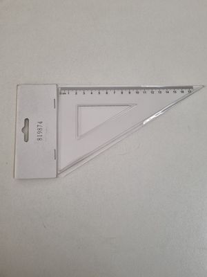 a picture of a triangular ruler on a white surface