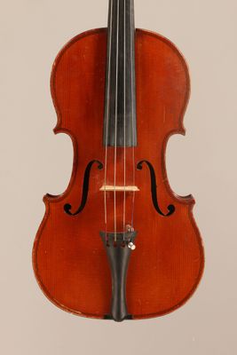 a close up of a violin with a bow on a white background