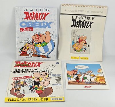 trois albums de bandes dessinées posés sur une table, à côté d'un bloc-notes et d'un stylo