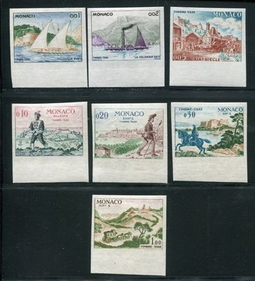 six different stamps of different countries are displayed on a black surface