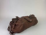 brown leather purse on a white background with a white background
