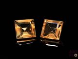 a pair of square cut yellow topaz quartz earrings