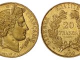 une pièce d'or ornée d'une tête de femme et de lauriers