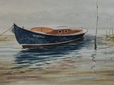 peinture d'un bateau sur l'eau sur fond de ciel