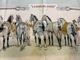 a lot of horses that are standing in a line