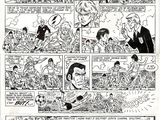 une page en noir et blanc tirée d'une bande dessinée, représentant un homme en costume-cravate