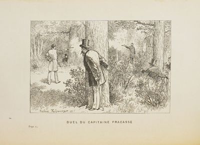 illustration of a couple of men standing next to each other in a forest