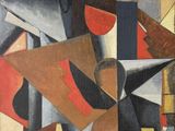 une image représentant un tableau où l'on voit un homme tenant un couteau et une boîte