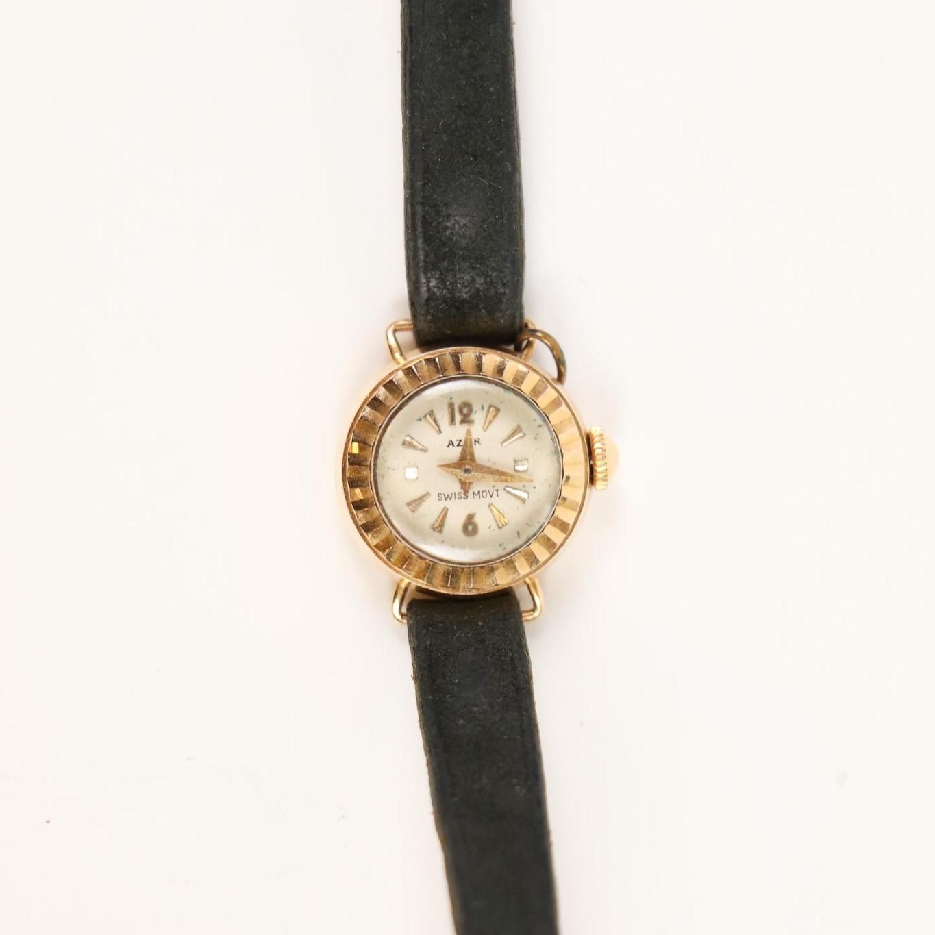 AZUR Montre de dame, boîtier en or 18K (750), bracelet en cu…