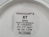 a close up of a white plate with a label on it
