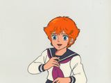 cellule d'animation représentant une femme en costume marin avec une cravate