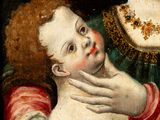 an image of a painting of a woman holding a baby