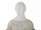 marble bust of a woman on a marble base with a white background