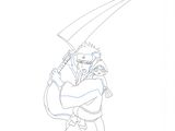 dessin représentant un homme tenant une épée à la main