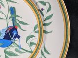 a plate with a bird painted on the side of it