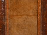 an old wooden picture frame with writing on it