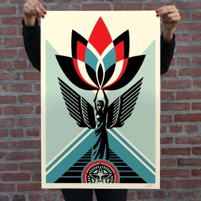 Shepard Fairey Lotus Angel Lithographie offset signée