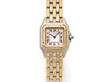 Montre-bracelet Cartier pour femme, à quartz, bicolore, en acier inoxydable et or